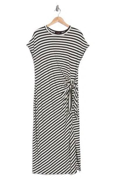 RENEE C RENEE C STRIPE KNOTTED CAP SLEEVE SHIFT DRESS