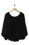 Renee C Stripe Semisheer Long Sleeve Top In Black