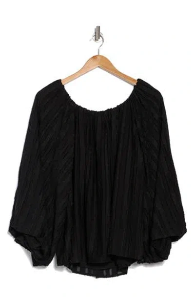 Renee C Stripe Semisheer Long Sleeve Top In Black