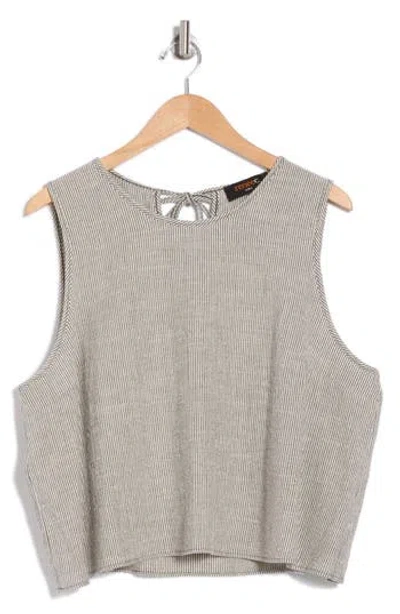 Renee C Stripe Sleeveless Cotton Blend Crop Top In Grey
