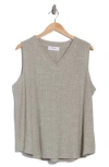 Renee C Stripe Sleeveless Cotton Blend Tank In Grey