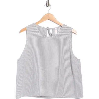 Renee C Stripe Sleeveless Cotton Top In Black