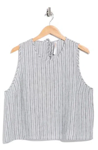 Renee C Stripe Sleeveless Cotton Top In Blue