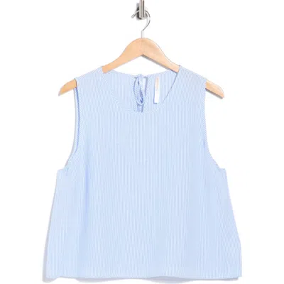 Renee C Stripe Sleeveless Cotton Top In Blue