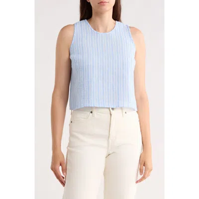 Renee C Stripe Sleeveless Cotton Top In Multi