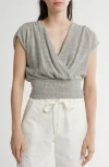 Renee C Stripe Smocked Back Top In White/black