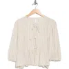 Renee C Stripe Tie Front Peplum Top