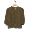 Renee C Stripe Tie Front Peplum Top