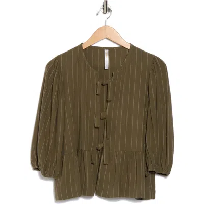 Renee C Stripe Tie Front Peplum Top