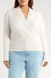 Renee C Surplice V-neck Long Sleeve Top In Gray