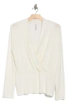 Renee C Surplice V-neck Long Sleeve Top In White