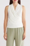 Renee C Surplice V-neck Sleeveless Top In Ivory