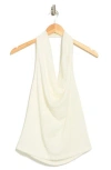 Renee C Textured Knit Halter Top In White