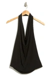 Renee C Textured Knit Halter Top In Black