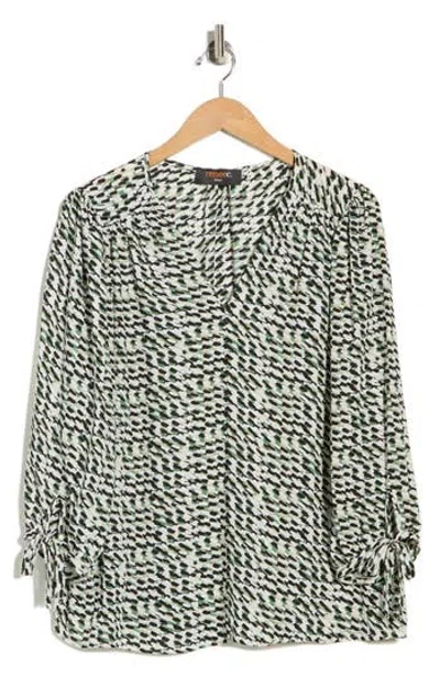 Renee C Tie Cuff Top In Green