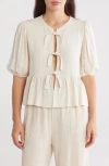 Renee C Women's Open Front Linen Blend Top In Linen