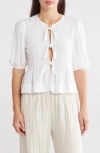 Renee C Women's Tie Front Blouse In White