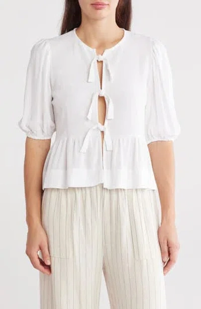 RENEE C RENEE C TIE FRONT PEPLUM TOP