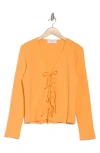 Renee C Tie Front Sweater In Orange