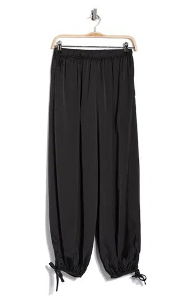 Renee C Tie Hem Satin Pants In Black