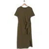 Renee C Tie Knot Midi Dress In Olive