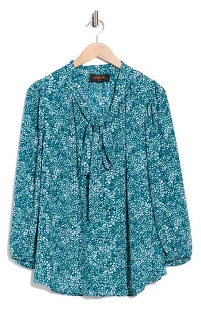 Renee C Tie Neck Long Sleeve Top In Blue