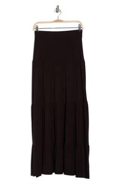Renee C Tiered Jersey Maxi Skirt In Black