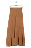 Renee C Tiered Jersey Maxi Skirt In Brown
