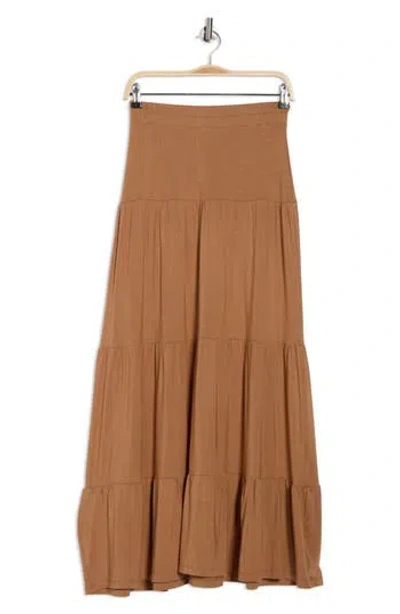 Renee C Tiered Jersey Maxi Skirt In Brown