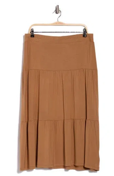 Renee C Tiered Jersey Maxi Skirt In Brown