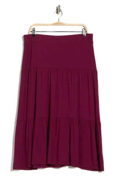 Renee C Tiered Jersey Maxi Skirt In Burgundy