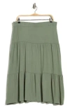 Renee C Tiered Jersey Maxi Skirt In Green