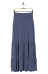 Renee C Tiered Jersey Maxi Skirt In Blue