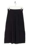 Renee C Tiered Midi Skirt In Black