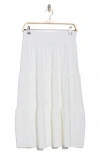 Renee C Tiered Midi Skirt In Ivory