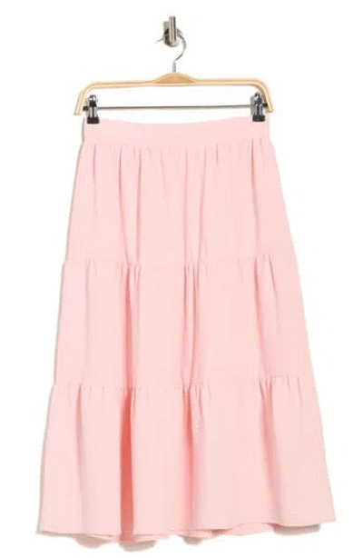 Renee C Tiered Midi Skirt In Pink