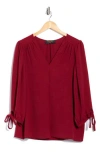 Renee C V-neck Long Sleeve Top In Red