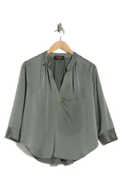 Renee C V-neck Satin Top In Green
