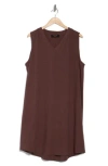 Renee C V-neck Sleeveless Shift Dress In Mocha