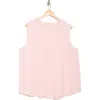 Renee C Linen V-neck Sleeveless Tank Top In Pink