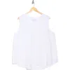 Renee C Linen V-neck Sleeveless Tank Top In White