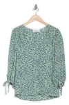 Renee C V-neck Three-quarter Sleeve Top In Green
