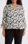 Renee C V-neck Tie Cuff Popover Top