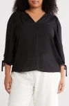 Renee C V-neck Tie Sleeve Top