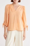 Renee C V-neck Tie Sleeve Top
