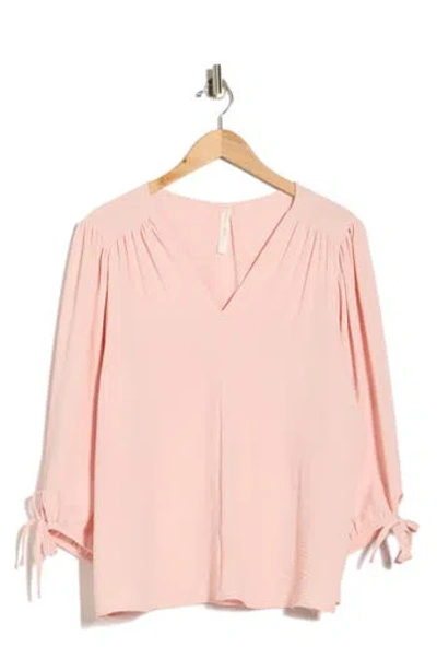 Renee C V-neck Long Sleeve Top In Pink