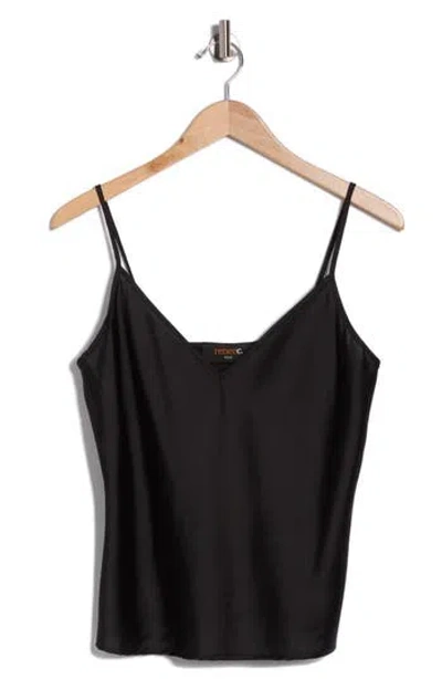 Renee C V-neck Satin Camisole In Black