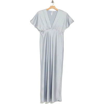 Renee C V-neck Satin Dress In Blue
