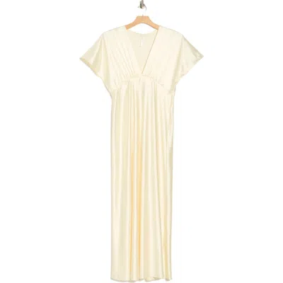 Renee C V-neck Satin Dress In Neutral