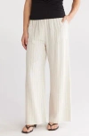 Renee C Wide Leg Drawstring Pants In Linen